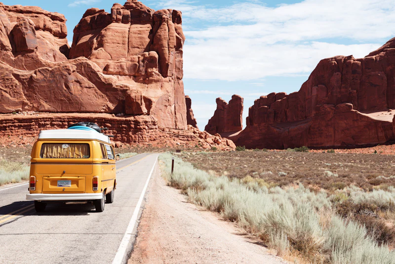 Car driving on scenic spring road